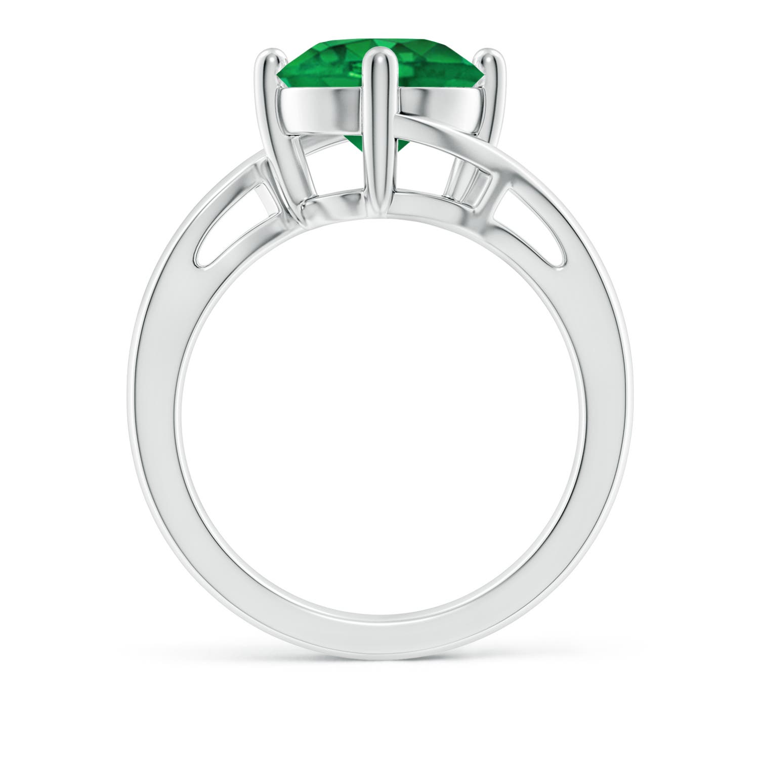 9mm AAA Classic Round Emerald Solitaire Bypass Ring in White Gold