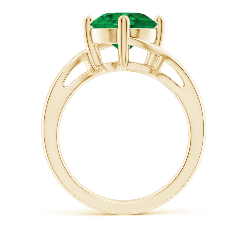 9mm AAA Classic Round Emerald Solitaire Bypass Ring in Yellow Gold side 199