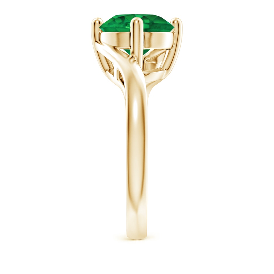 9mm AAA Classic Round Emerald Solitaire Bypass Ring in Yellow Gold side 299