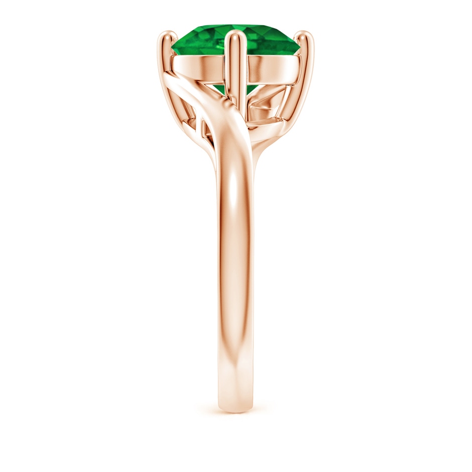 9mm AAAA Classic Round Emerald Solitaire Bypass Ring in 18K Rose Gold side 299