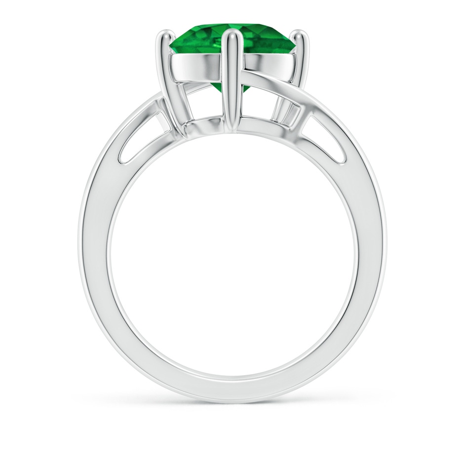9mm AAAA Classic Round Emerald Solitaire Bypass Ring in P950 Platinum side 199