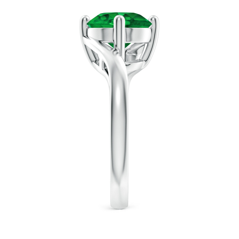 9mm AAAA Classic Round Emerald Solitaire Bypass Ring in P950 Platinum side 299