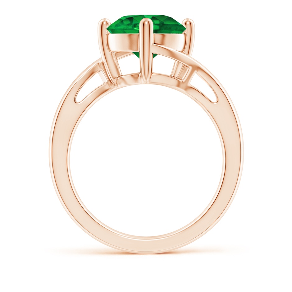 9mm AAAA Classic Round Emerald Solitaire Bypass Ring in Rose Gold side 199