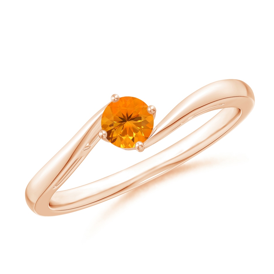 4mm AA Classic Round Fire Opal Solitaire Bypass Ring in Rose Gold 