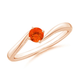 4mm AAA Classic Round Fire Opal Solitaire Bypass Ring in 9K Rose Gold