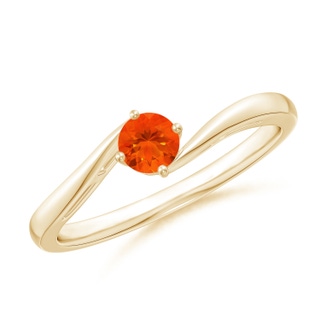 4mm AAA Classic Round Fire Opal Solitaire Bypass Ring in 9K Yellow Gold