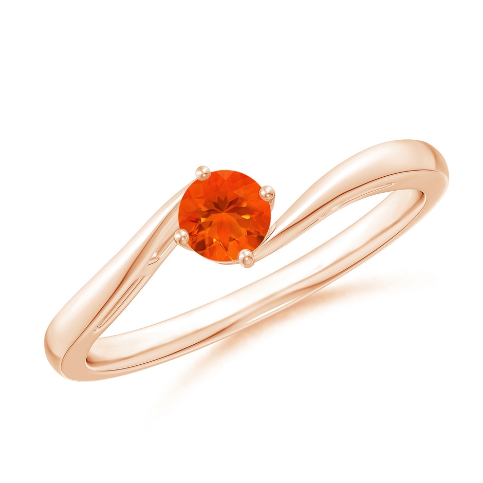4mm AAA Classic Round Fire Opal Solitaire Bypass Ring in Rose Gold 