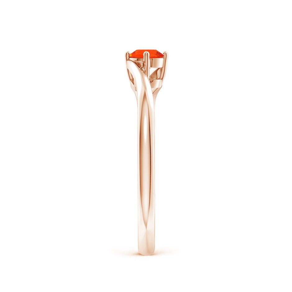 4mm AAA Classic Round Fire Opal Solitaire Bypass Ring in Rose Gold side-2