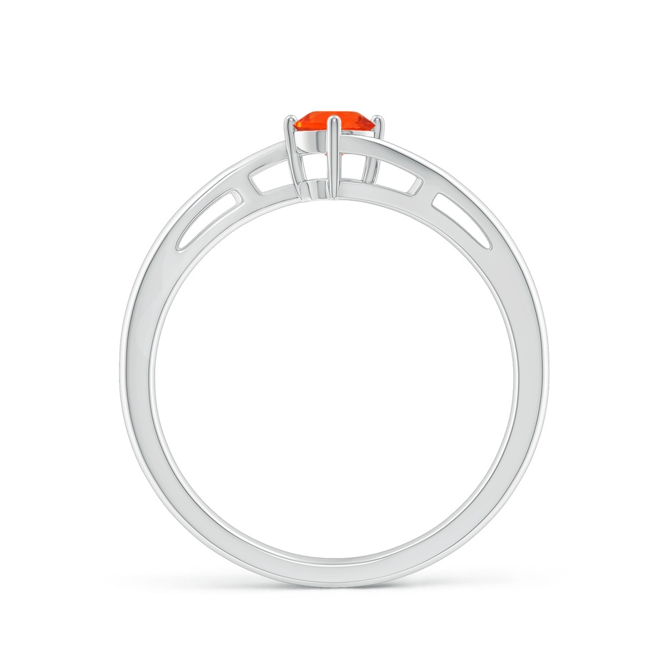 4mm AAA Classic Round Fire Opal Solitaire Bypass Ring in White Gold Side-1