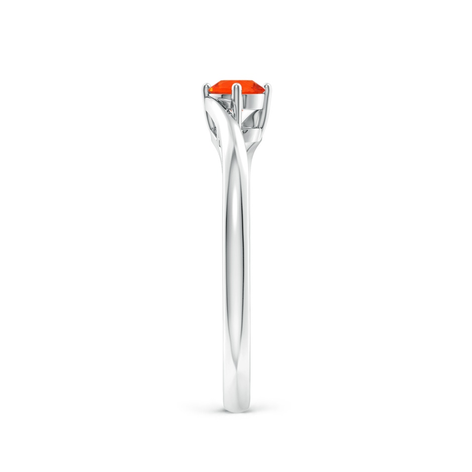 4mm AAA Classic Round Fire Opal Solitaire Bypass Ring in White Gold Side-2
