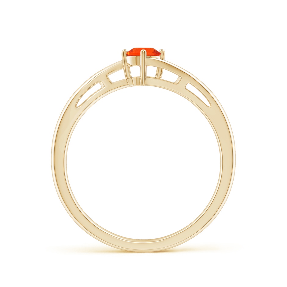 4mm AAA Classic Round Fire Opal Solitaire Bypass Ring in Yellow Gold Side-1