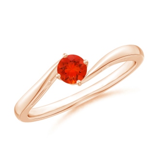 4mm AAAA Classic Round Fire Opal Solitaire Bypass Ring in 9K Rose Gold
