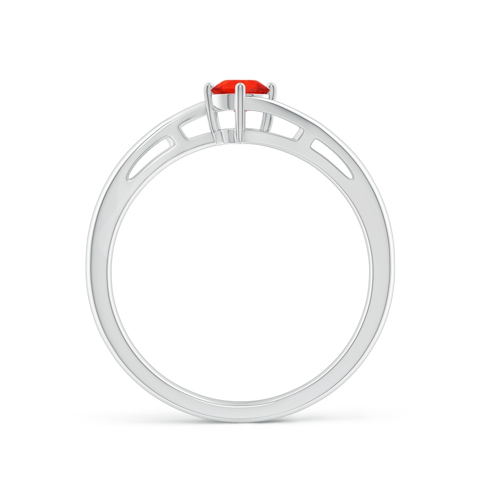 4mm AAAA Classic Round Fire Opal Solitaire Bypass Ring in P950 Platinum Side-1
