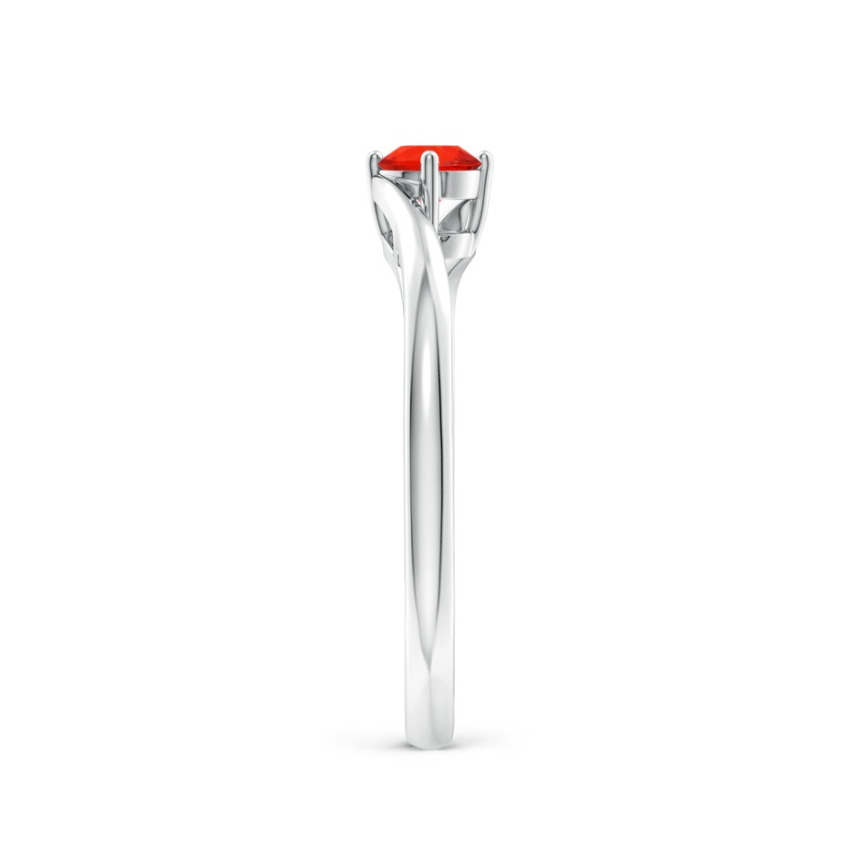 4mm AAAA Classic Round Fire Opal Solitaire Bypass Ring in P950 Platinum Side-2