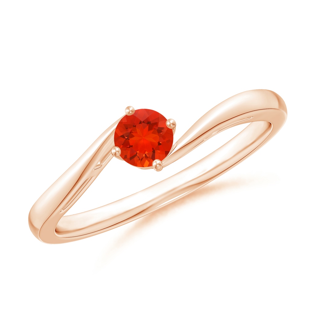 4mm AAAA Classic Round Fire Opal Solitaire Bypass Ring in Rose Gold
