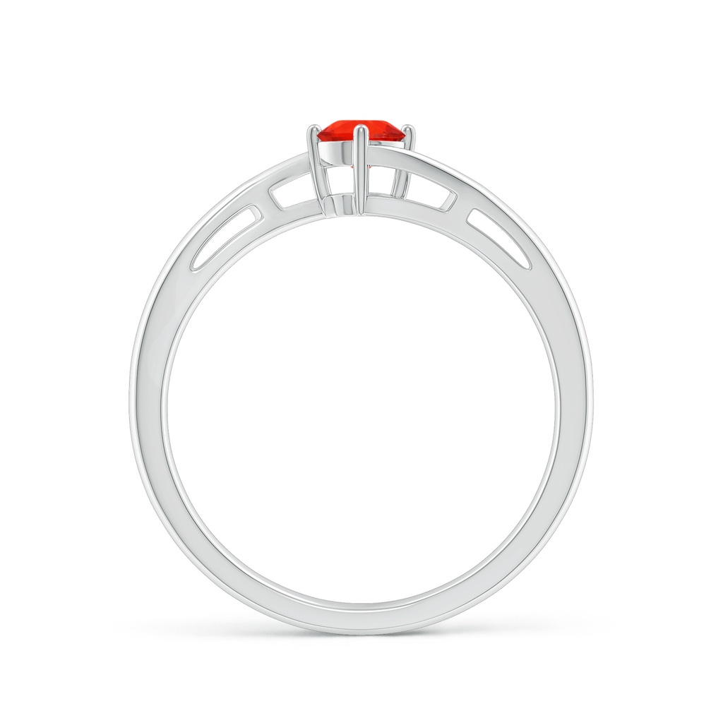 4mm AAAA Classic Round Fire Opal Solitaire Bypass Ring in White Gold - Side_1