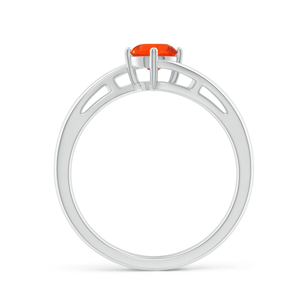 5mm AAA Classic Round Fire Opal Solitaire Bypass Ring in White Gold Side-1