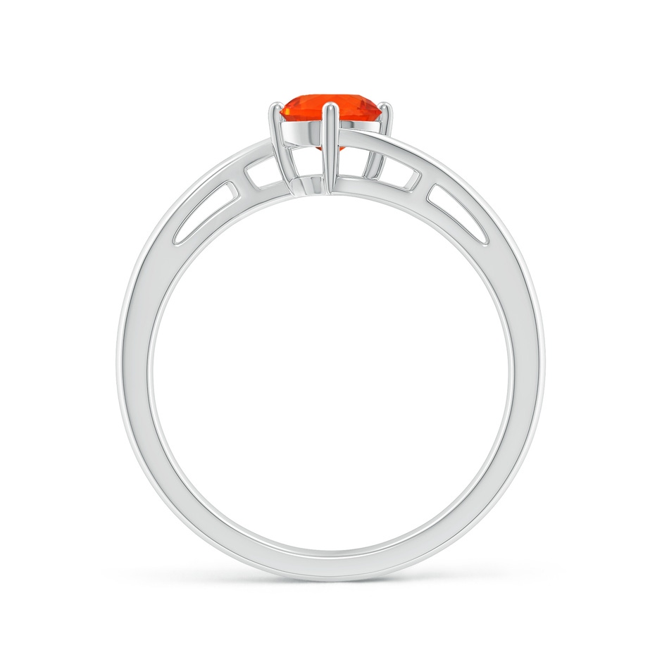 5mm AAA Classic Round Fire Opal Solitaire Bypass Ring in White Gold side-1