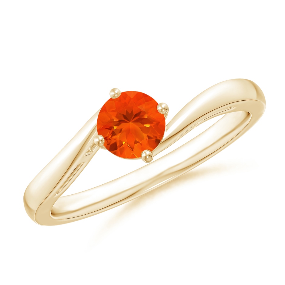 5mm AAA Classic Round Fire Opal Solitaire Bypass Ring in Yellow Gold 
