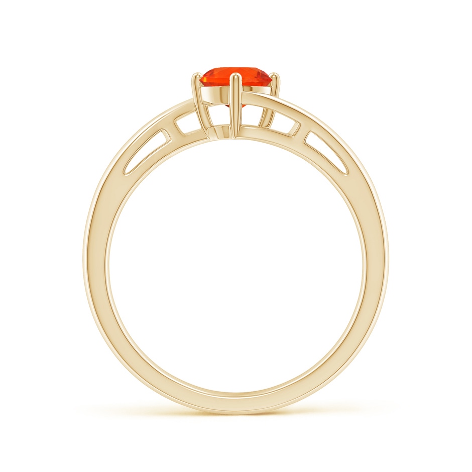 5mm AAA Classic Round Fire Opal Solitaire Bypass Ring in Yellow Gold Side-1