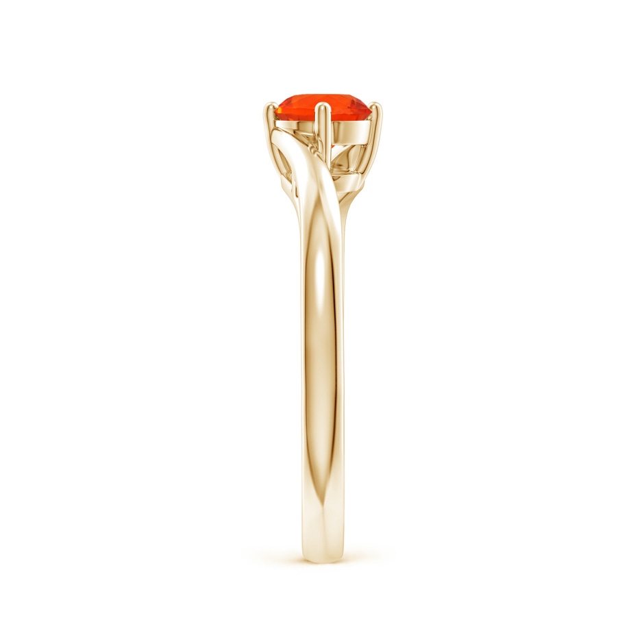 5mm AAA Classic Round Fire Opal Solitaire Bypass Ring in Yellow Gold Side-2