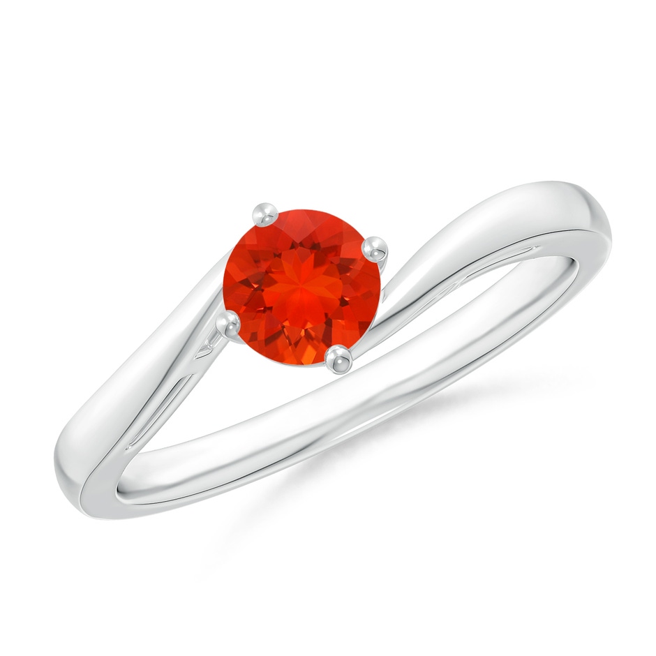 5mm AAAA Classic Round Fire Opal Solitaire Bypass Ring in P950 Platinum 