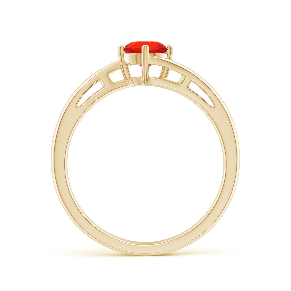 5mm AAAA Classic Round Fire Opal Solitaire Bypass Ring in Yellow Gold side-1