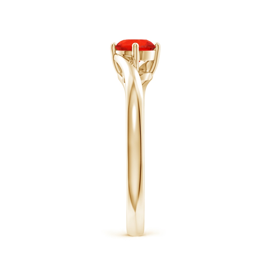 5mm AAAA Classic Round Fire Opal Solitaire Bypass Ring in Yellow Gold side-2