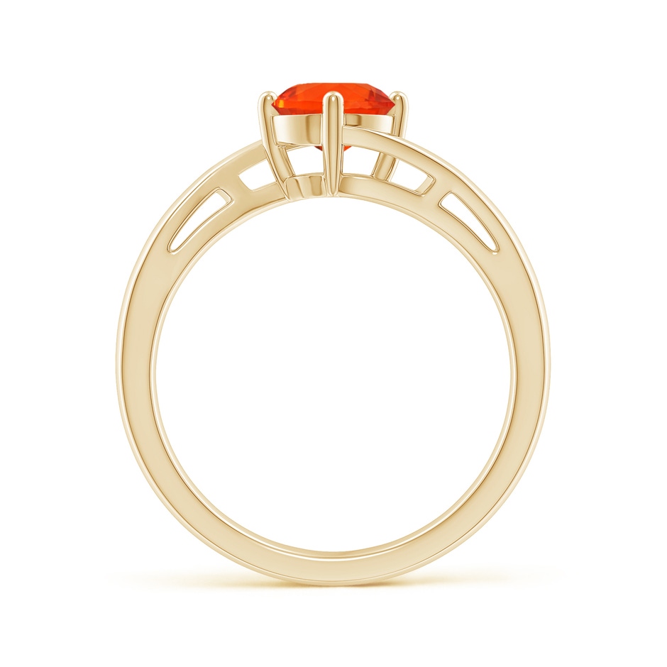 6mm AAA Classic Round Fire Opal Solitaire Bypass Ring in Yellow Gold Side-1