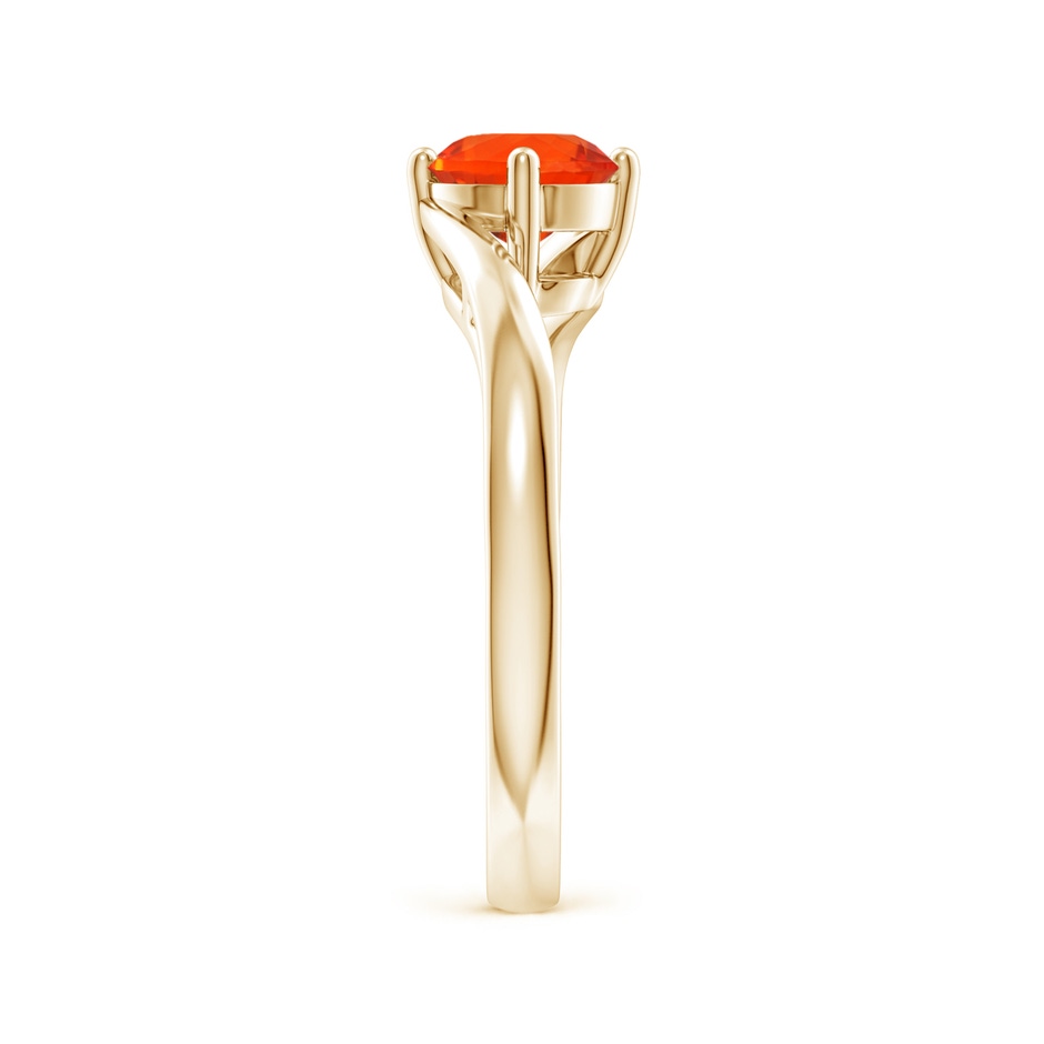 6mm AAA Classic Round Fire Opal Solitaire Bypass Ring in Yellow Gold Side-2