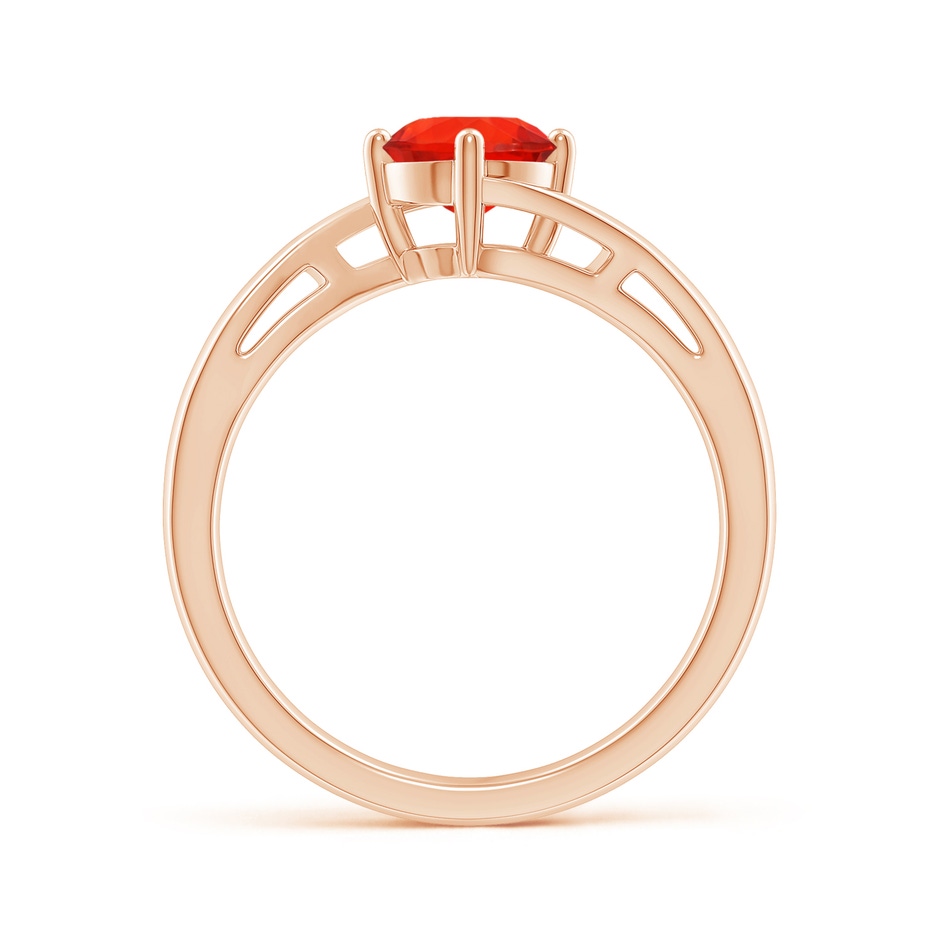 6mm AAAA Classic Round Fire Opal Solitaire Bypass Ring in Rose Gold Side-1