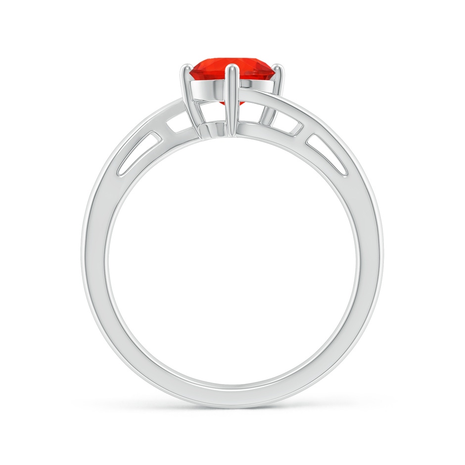 6mm AAAA Classic Round Fire Opal Solitaire Bypass Ring in White Gold side-1