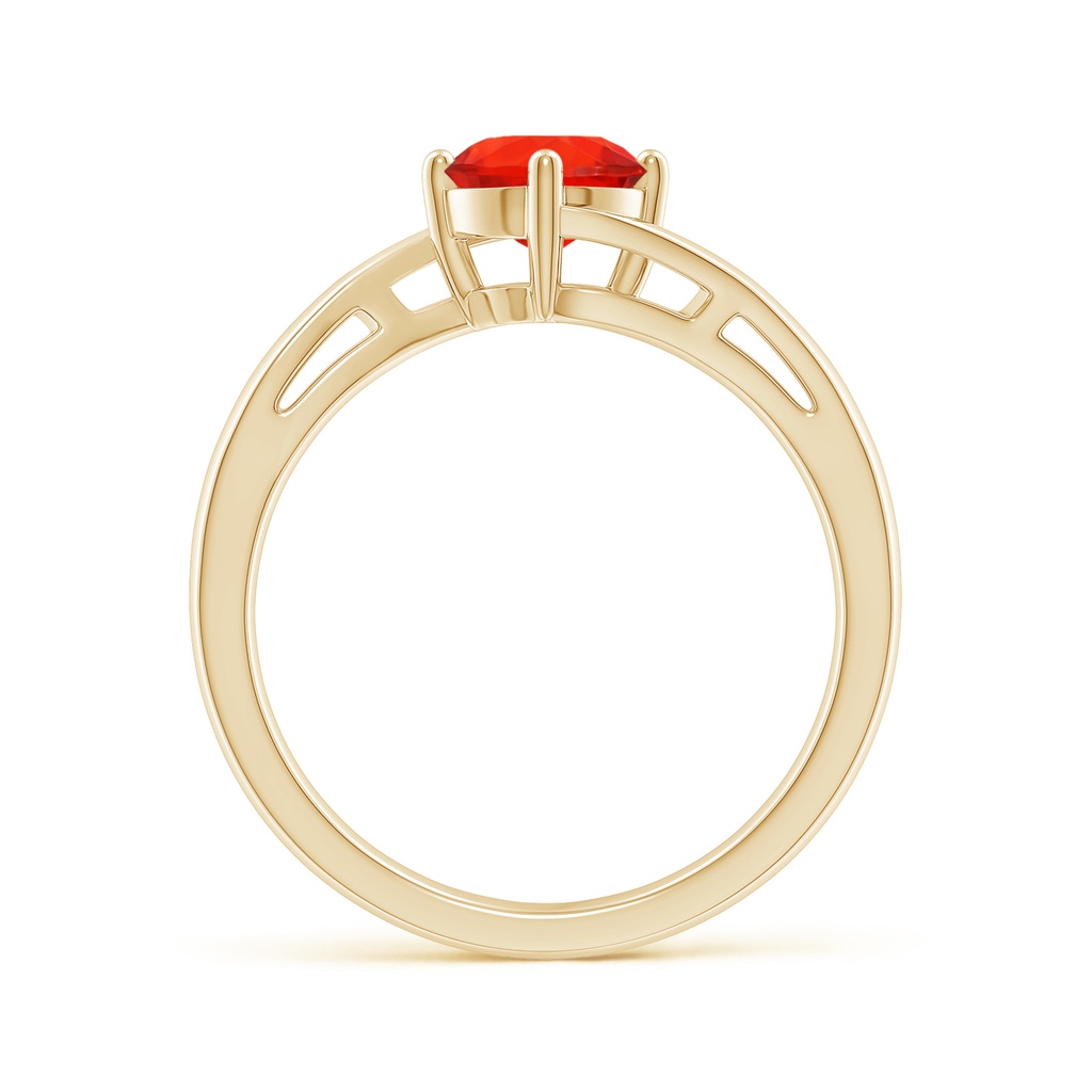 6mm AAAA Classic Round Fire Opal Solitaire Bypass Ring in Yellow Gold - Side_1