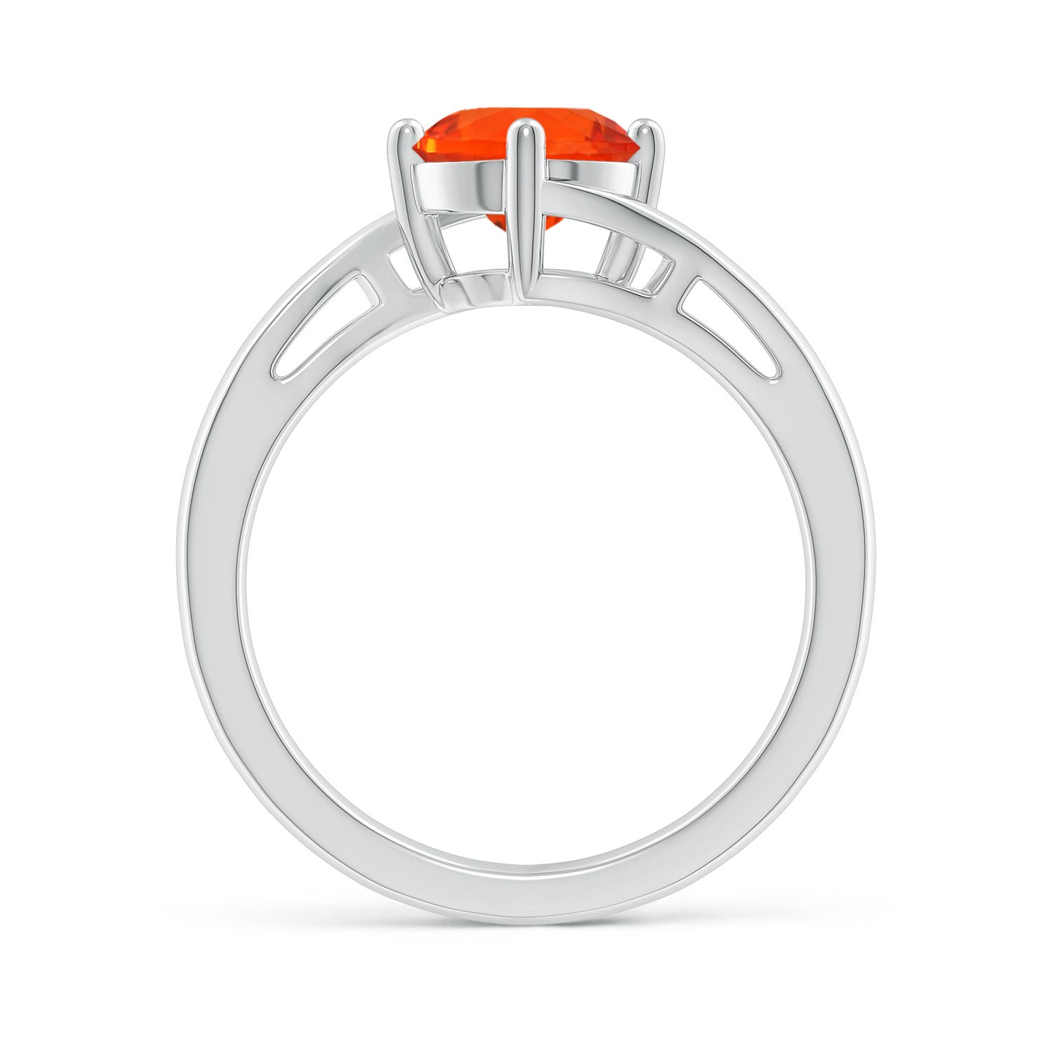 7mm AAA Classic Round Fire Opal Solitaire Bypass Ring in White Gold