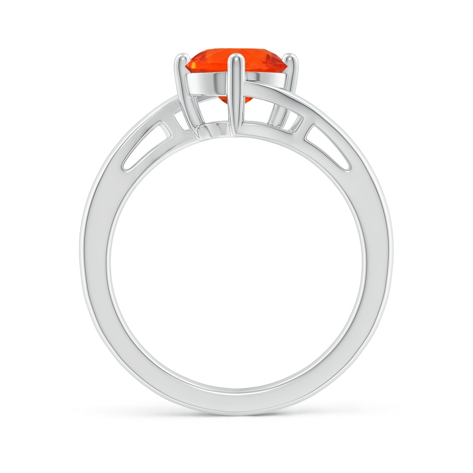 7mm AAA Classic Round Fire Opal Solitaire Bypass Ring in White Gold side-1