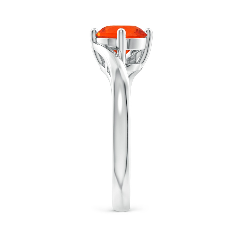 7mm AAA Classic Round Fire Opal Solitaire Bypass Ring in White Gold side-2