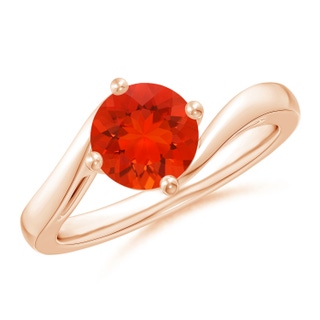 7mm AAAA Classic Round Fire Opal Solitaire Bypass Ring in Rose Gold