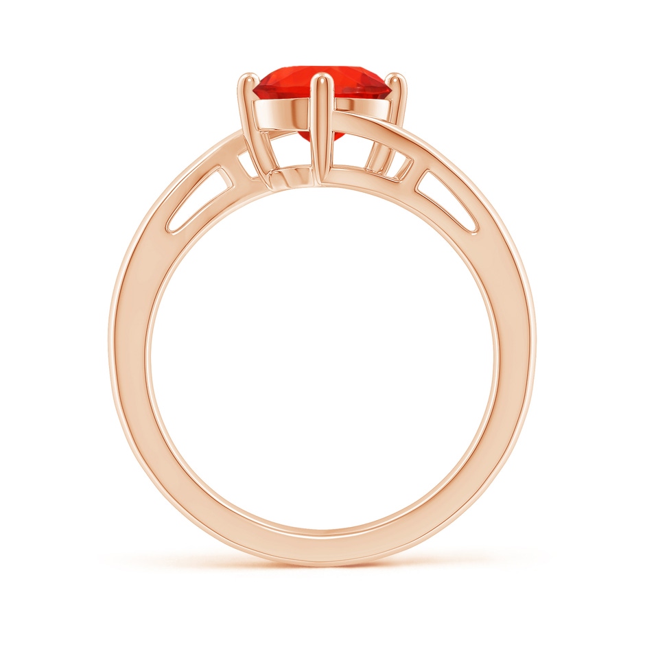 7mm AAAA Classic Round Fire Opal Solitaire Bypass Ring in Rose Gold Side-1