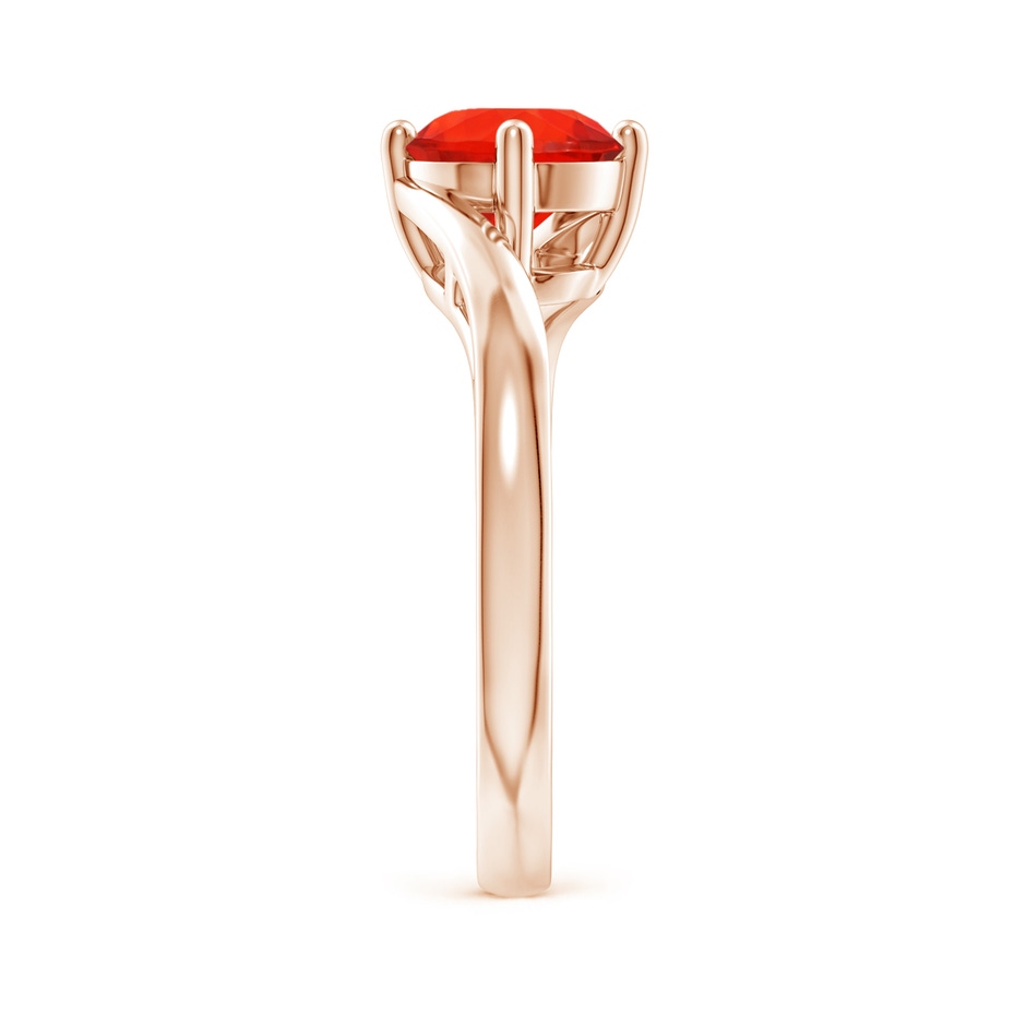 7mm AAAA Classic Round Fire Opal Solitaire Bypass Ring in Rose Gold Side-2