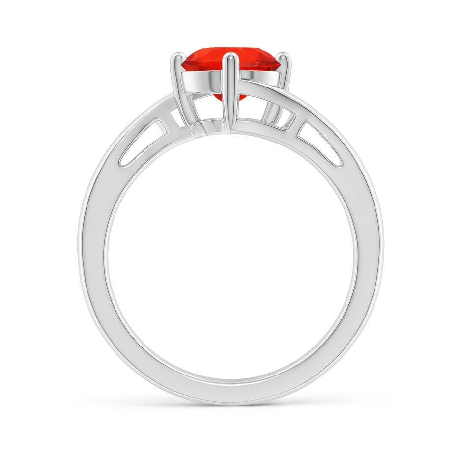 7mm AAAA Classic Round Fire Opal Solitaire Bypass Ring in White Gold side-1