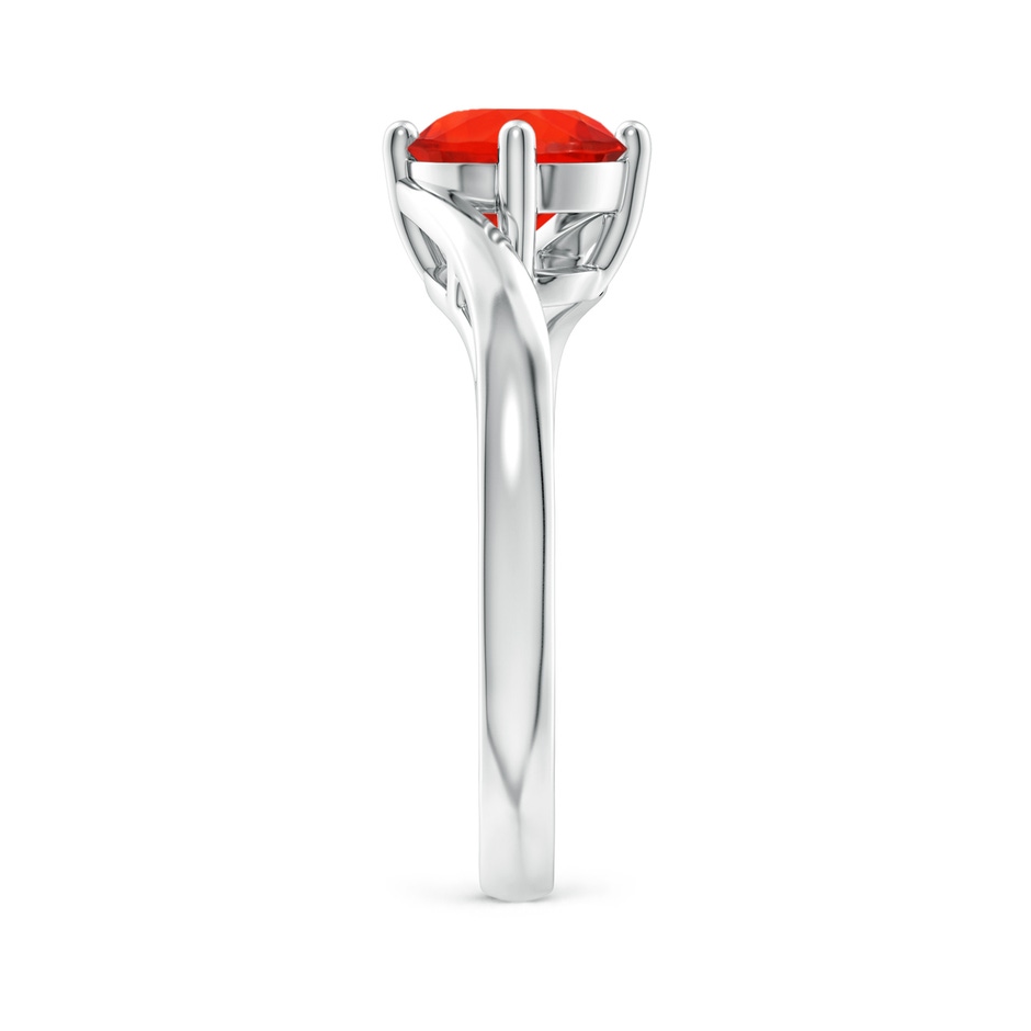 7mm AAAA Classic Round Fire Opal Solitaire Bypass Ring in White Gold side-2
