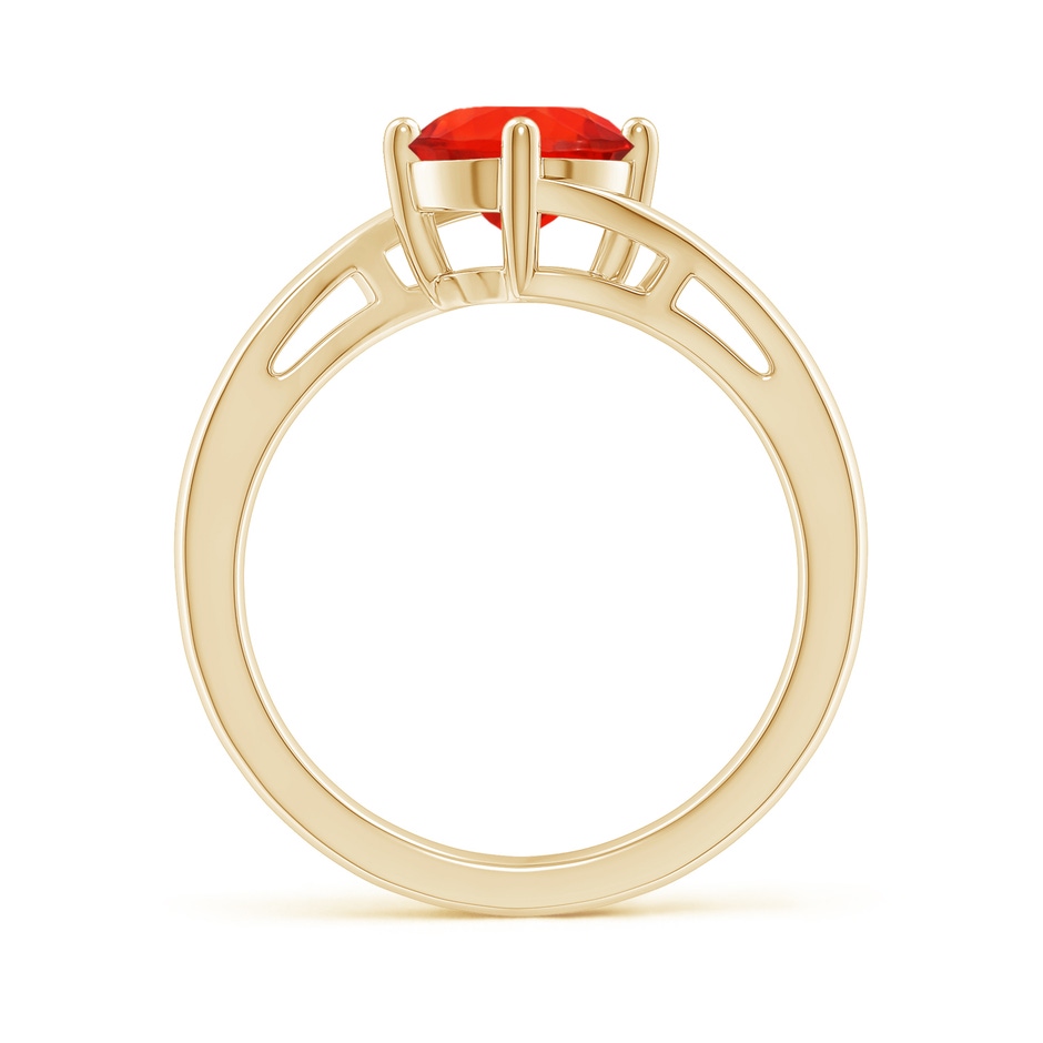7mm AAAA Classic Round Fire Opal Solitaire Bypass Ring in Yellow Gold side-1