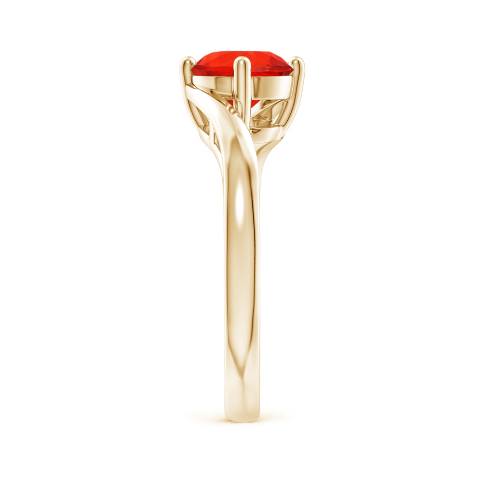 7mm AAAA Classic Round Fire Opal Solitaire Bypass Ring in Yellow Gold side-2
