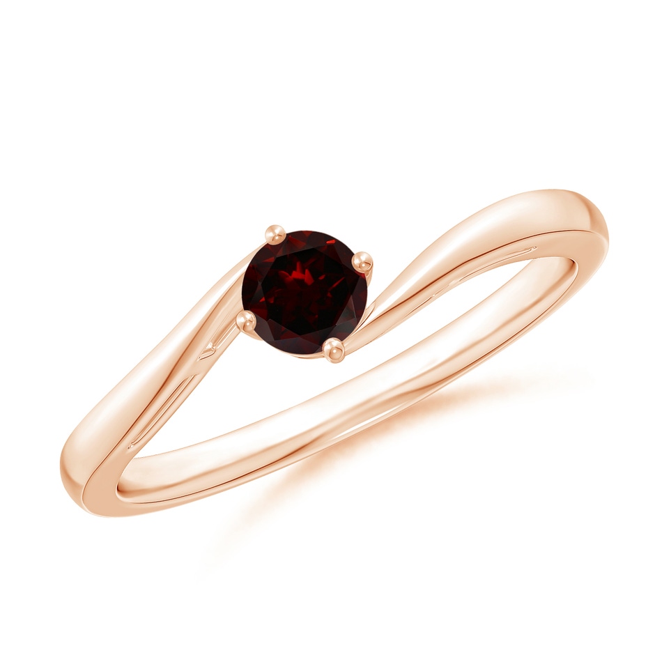 4mm A Classic Round Garnet Solitaire Bypass Ring in Rose Gold 