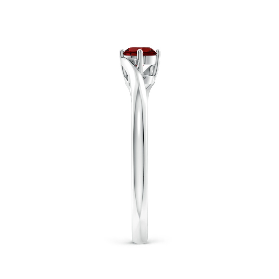 4mm AAAA Classic Round Garnet Solitaire Bypass Ring in P950 Platinum side 299