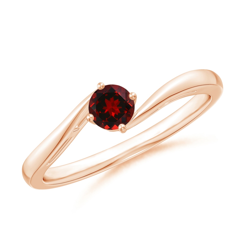 4mm AAAA Classic Round Garnet Solitaire Bypass Ring in Rose Gold 