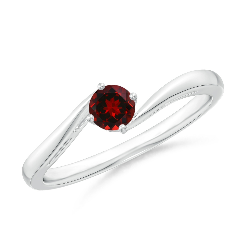 4mm AAAA Classic Round Garnet Solitaire Bypass Ring in White Gold