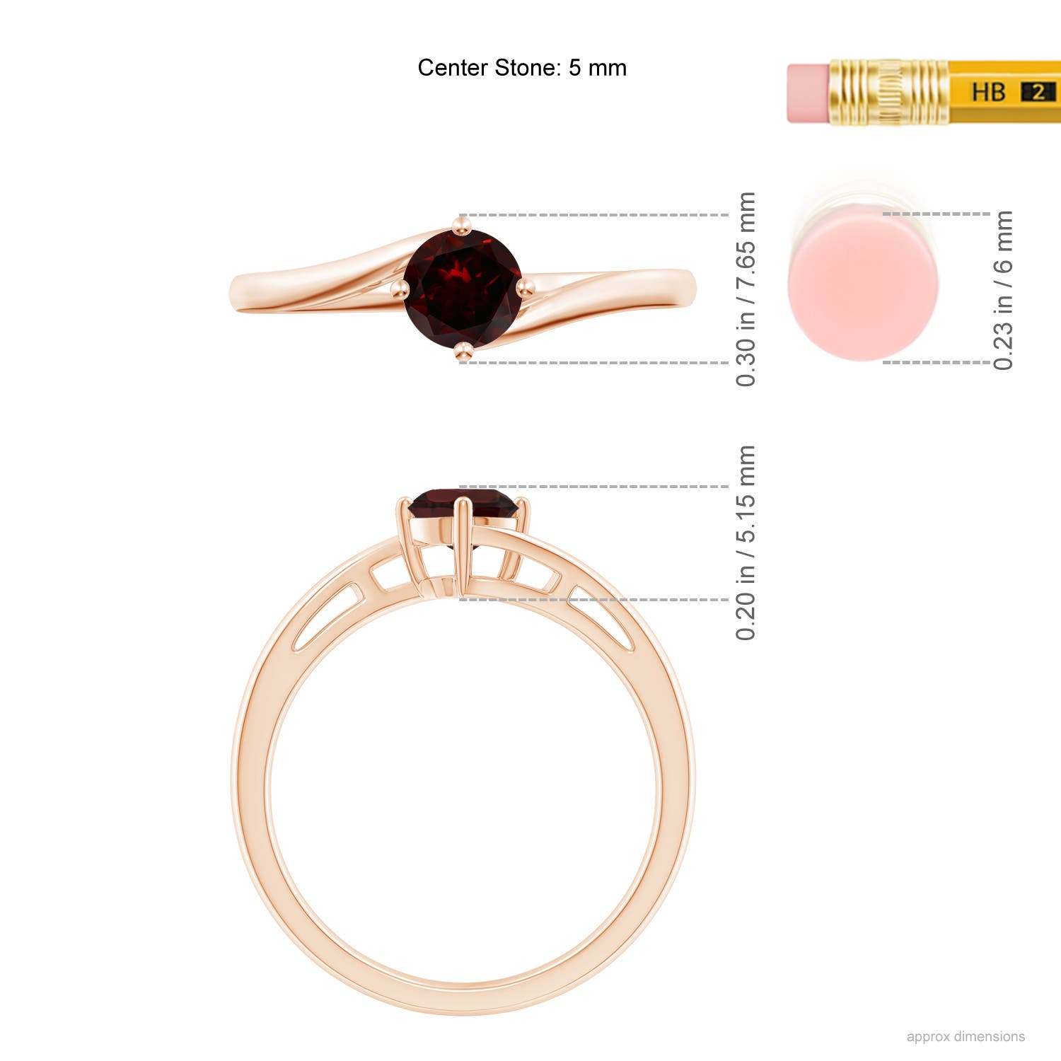 A - Garnet / 0.6 CT / 14 KT Rose Gold