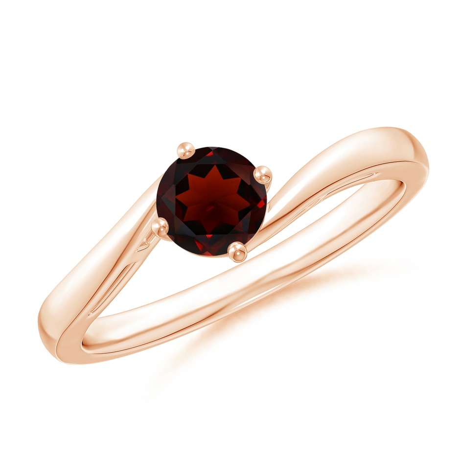5mm AA Classic Round Garnet Solitaire Bypass Ring in Rose Gold 