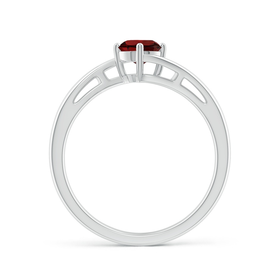 5mm AAA Classic Round Garnet Solitaire Bypass Ring in P950 Platinum side 199
